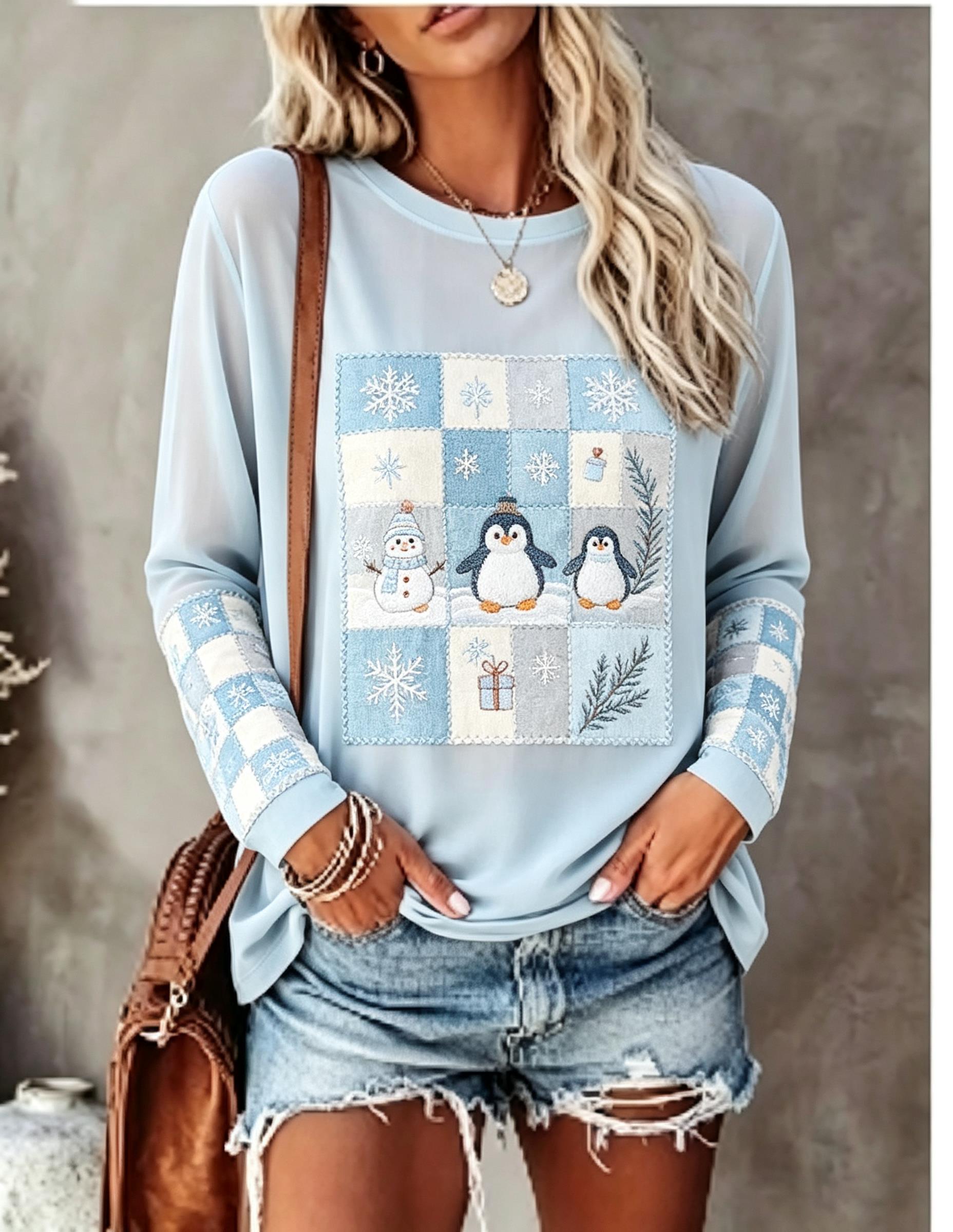 Wallpaper - T-shirt à manches longues pour femmes,