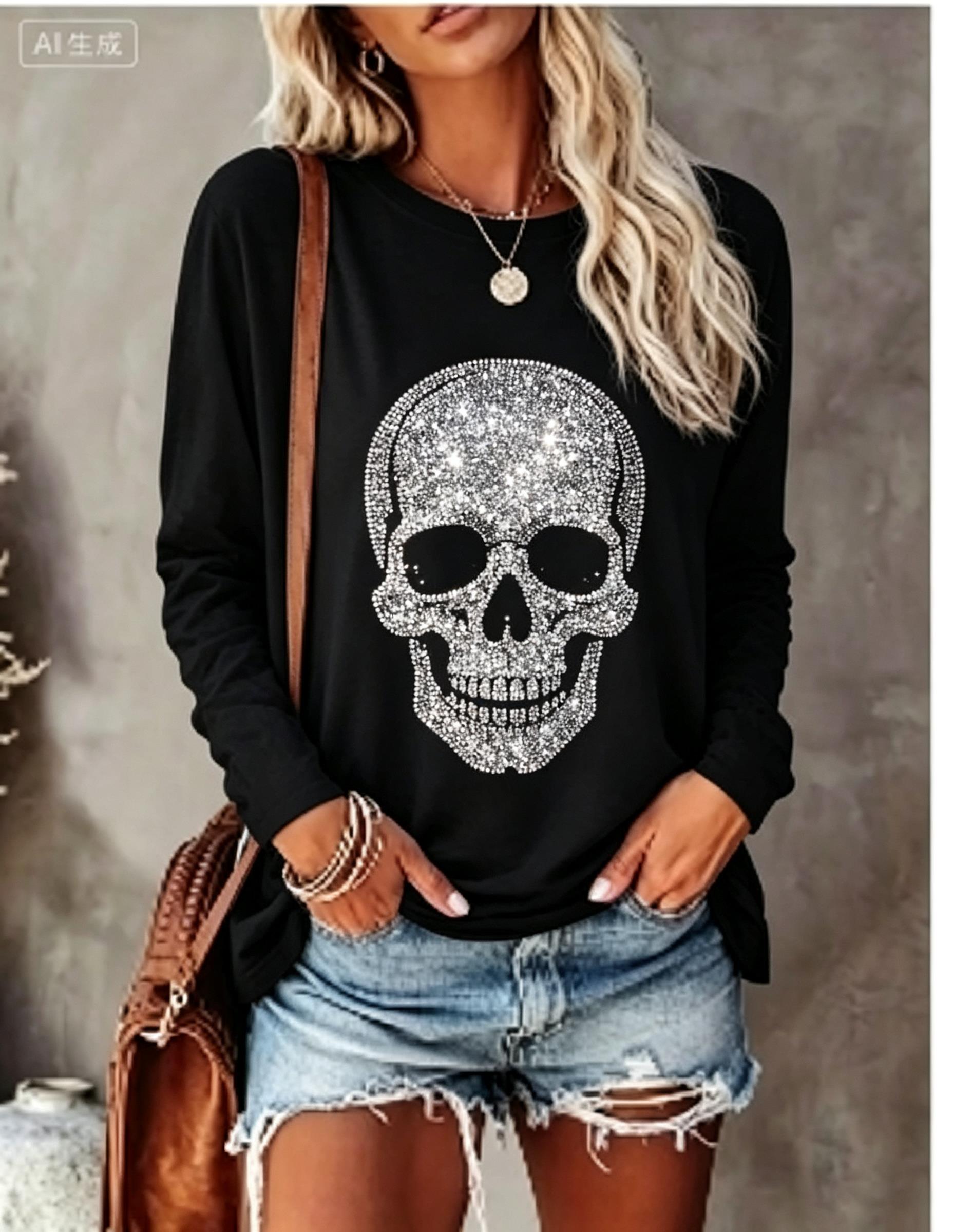 Wallpaper - T-shirt à manches longues pour femmes,