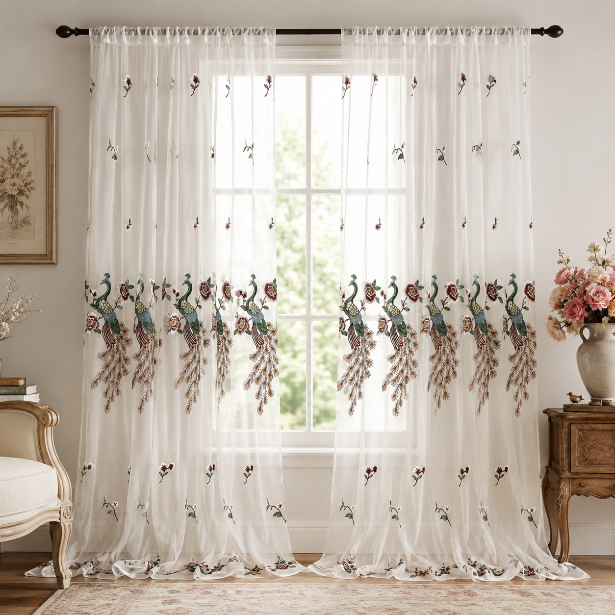 1 pièce, Voilage blanc brodé d - Curtain Rods avis et prix